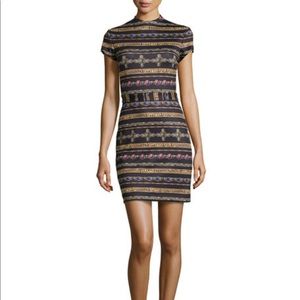 Jewel-Print Stripe Nicole Miller Mini Dress